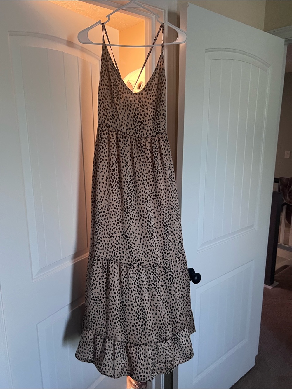 Midi leopard print  Spotted Slip Dress -large